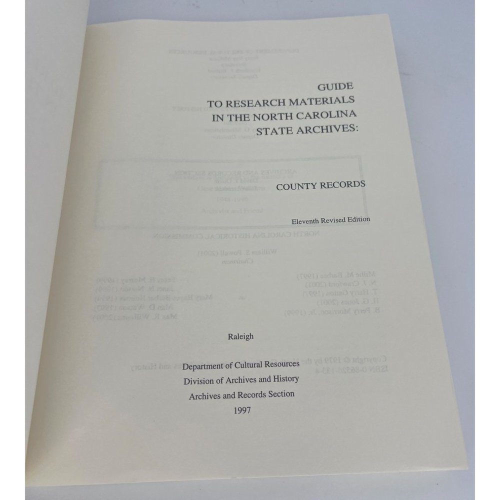 1997 Guide to Research Materials in the North Carolina State Archives Book - Picture 3 of 6